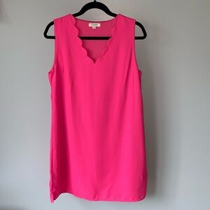 Hot Pink Scalloped Neckline Shift Dress Andree by Unit Sz M